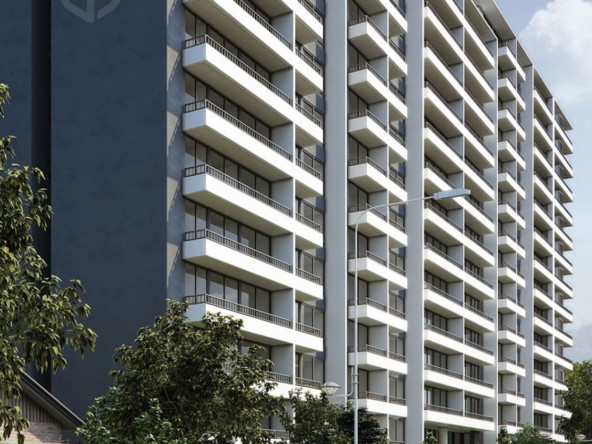 Render del proyecto Limit Apartments mostrando edificios residenciales modernos, club house y zonas verdes, ubicado en Vicuña Mackenna 4192, Macul.